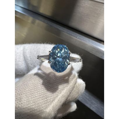 Rare investment ! fancy blue 3.17 carat oval cut Gia certified 
